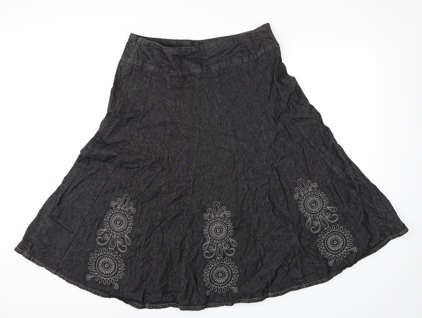 BM Womens Grey Floral  Flare Skirt Size 12