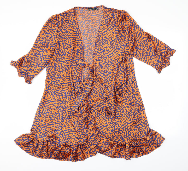 Boohoo Womens Multicoloured Animal Print Cardigan Jumper Size 14