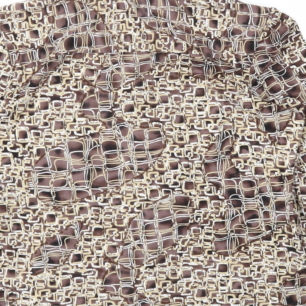 ESSETIALS Womens Brown Animal Print  Basic Button-Up Size M