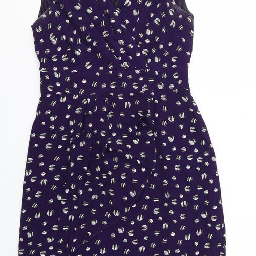 Debehams Womens Purple Polka Dot  Fit & Flare  Size 10