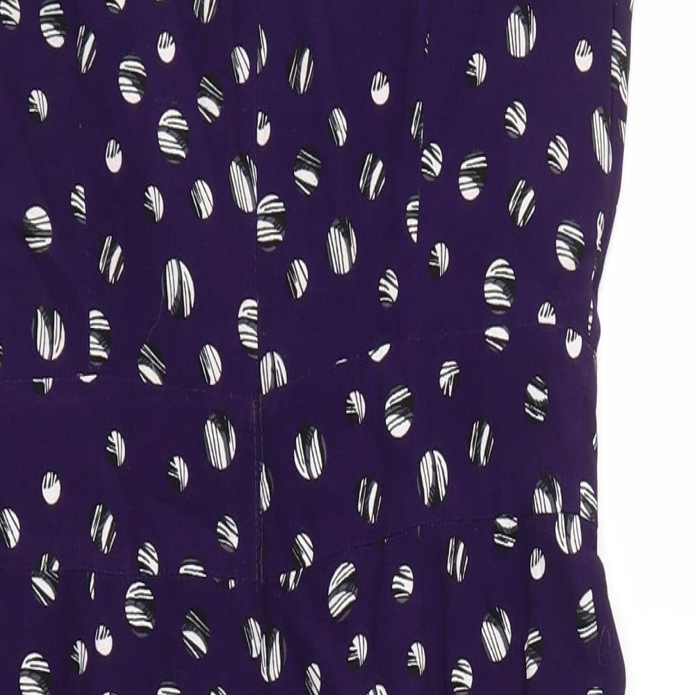 Debehams Womens Purple Polka Dot  Fit & Flare  Size 10