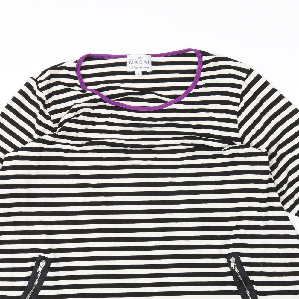 MASAI  Womens Black Striped  Fit & Flare  Size L