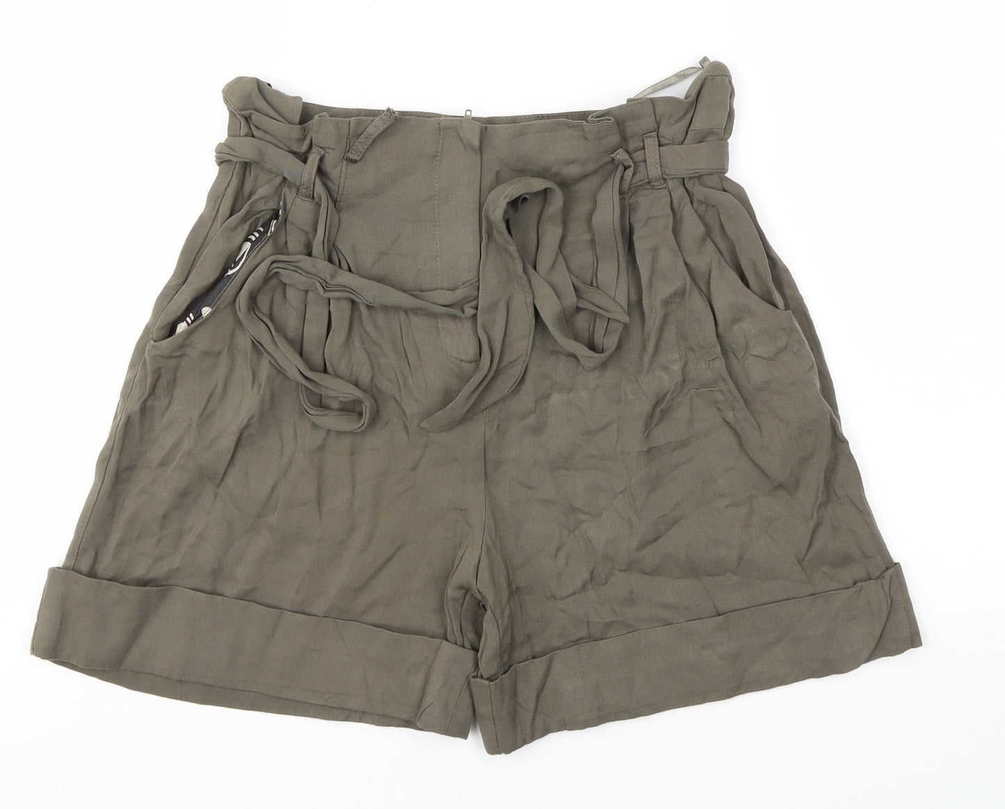 Debehams Womens Green   Paperbag Shorts Size 12