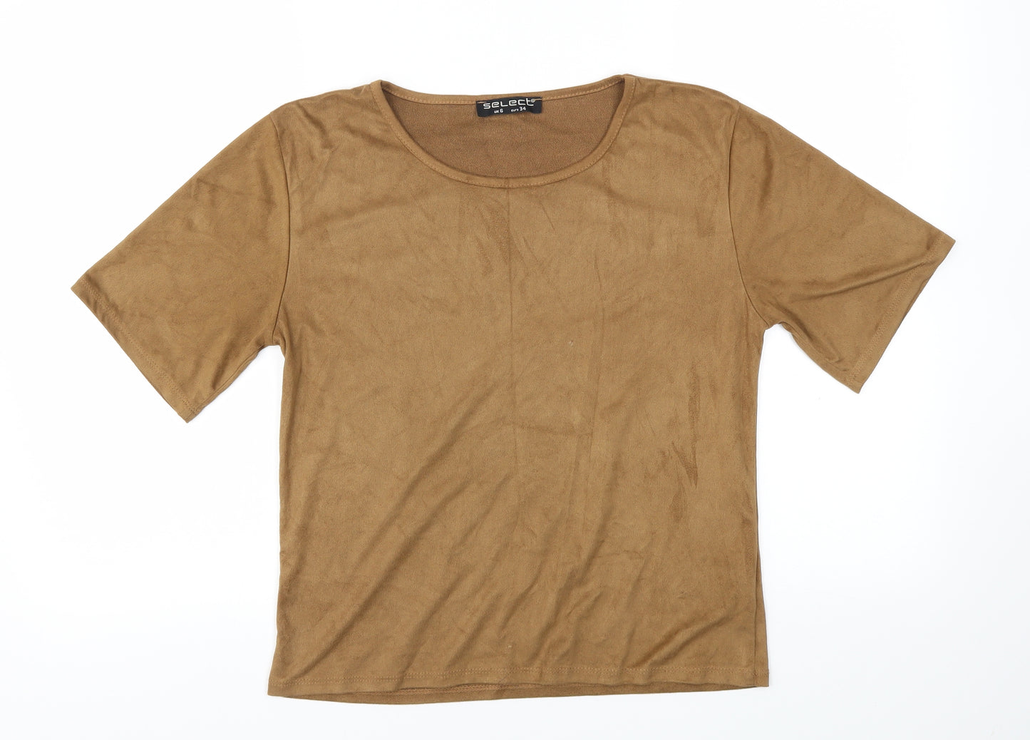 Select Womens Brown   Basic T-Shirt Size 6