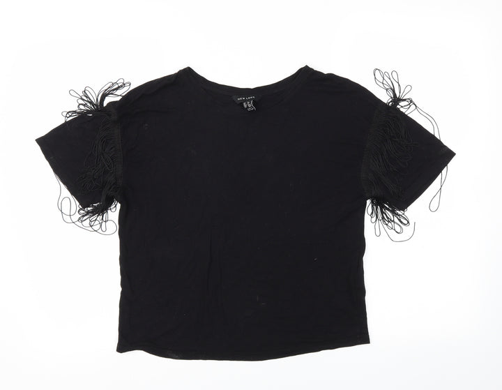 New Look Womens Black Basic T-Shirt Size 8