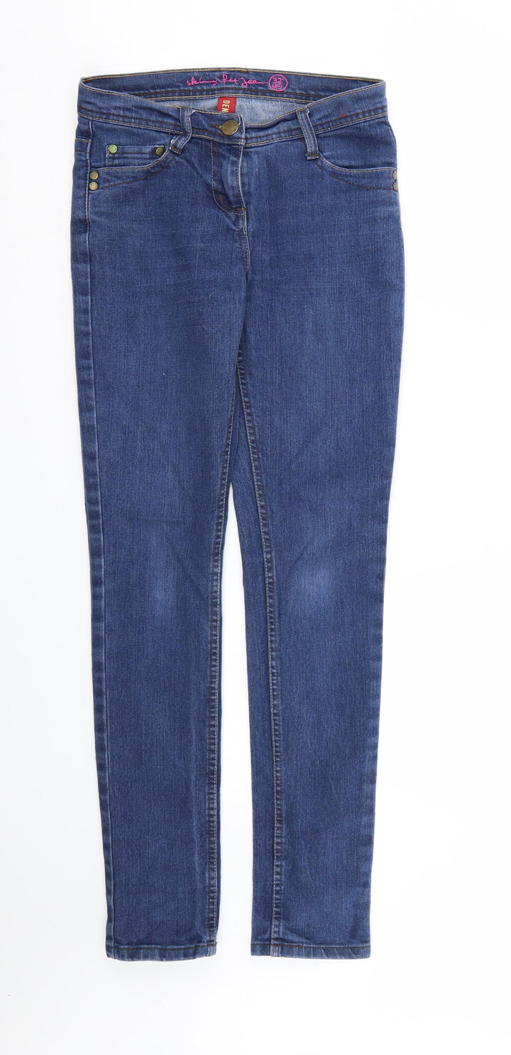 Denim & Co. Womens Blue Denim Straight Jeans Size 8 L31 in