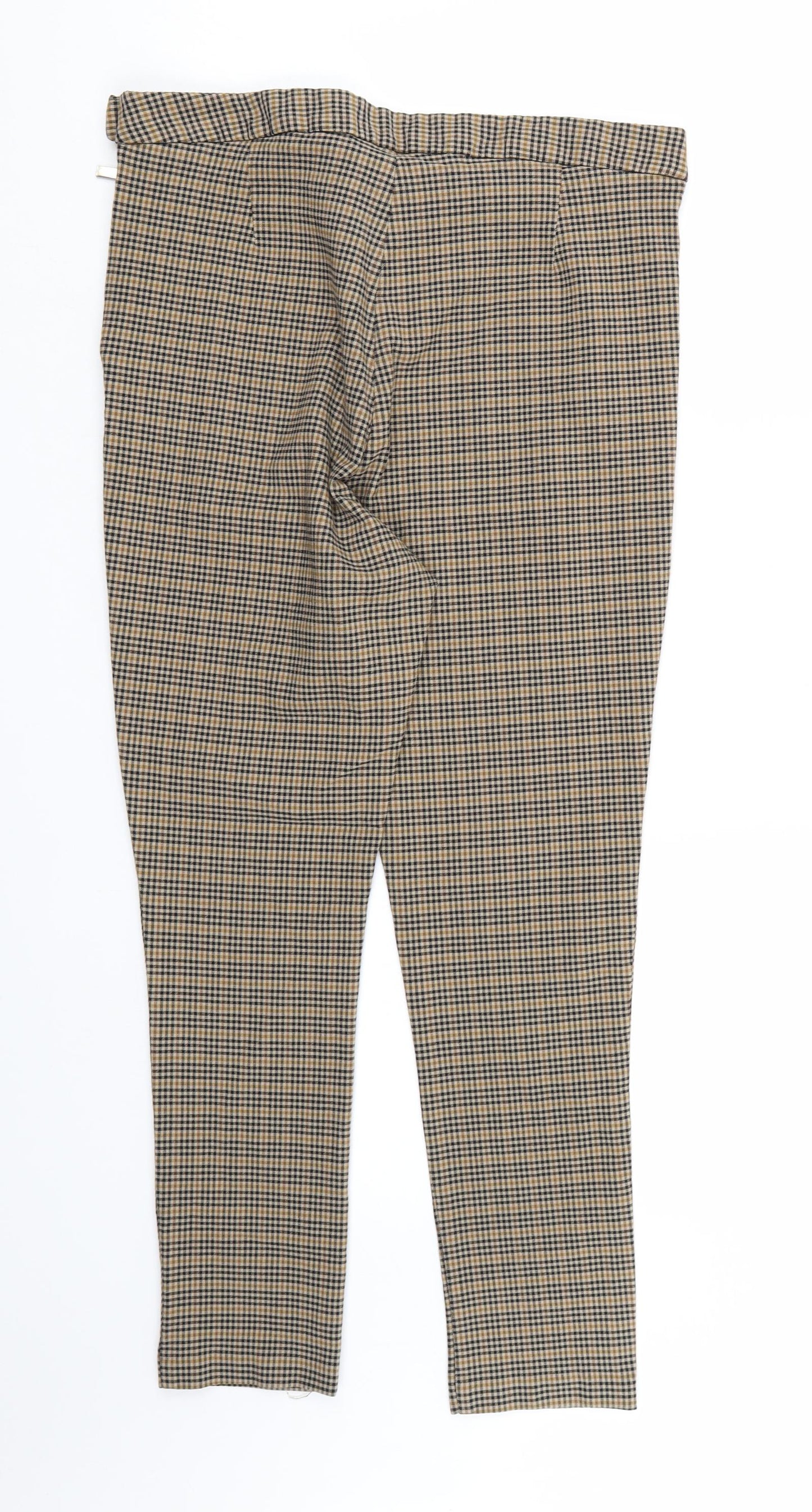 F&F Womens Brown Check  Chino Trousers Size 16 L26 in