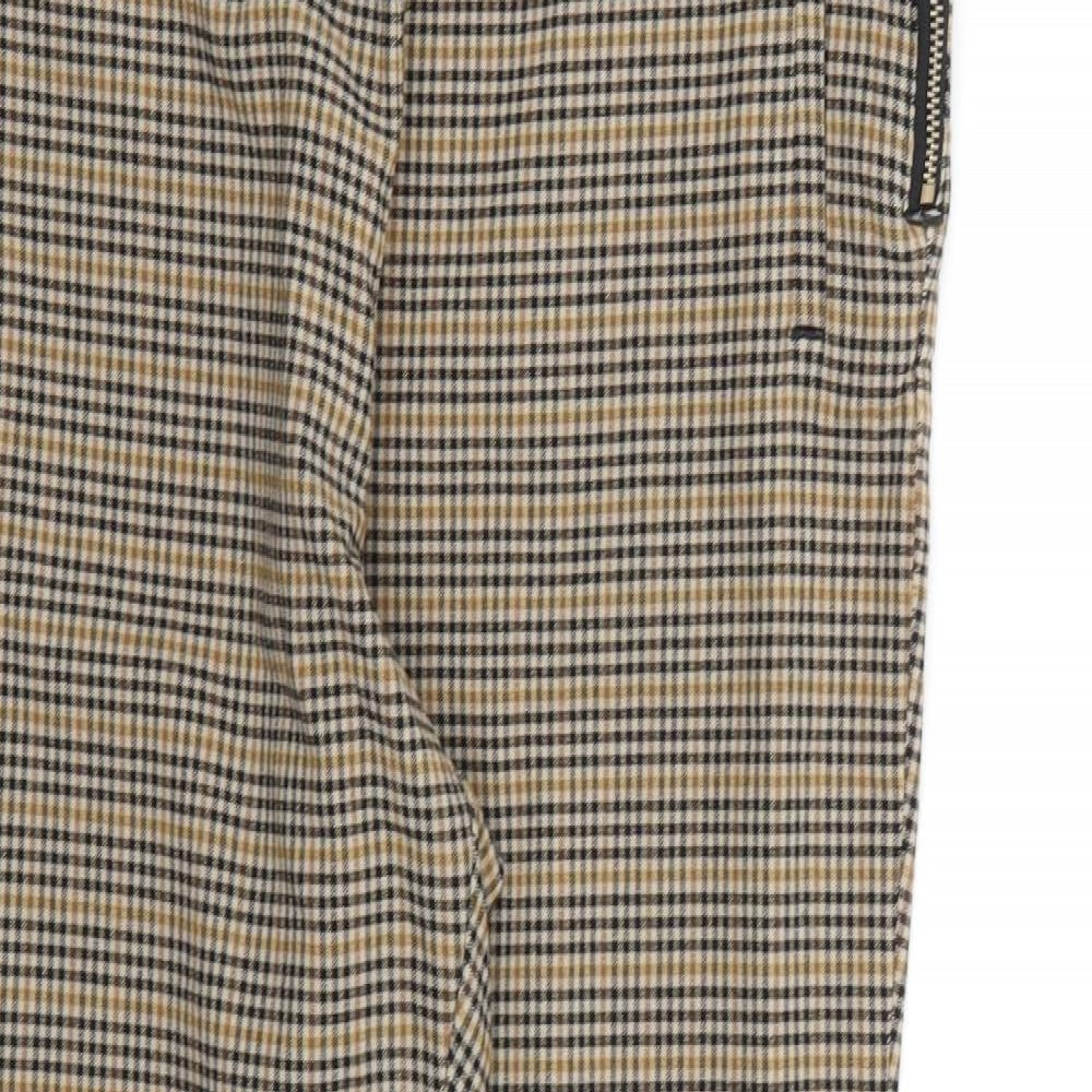 F&F Womens Brown Check  Chino Trousers Size 16 L26 in