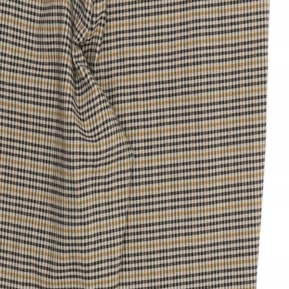 F&F Womens Brown Check  Chino Trousers Size 16 L26 in