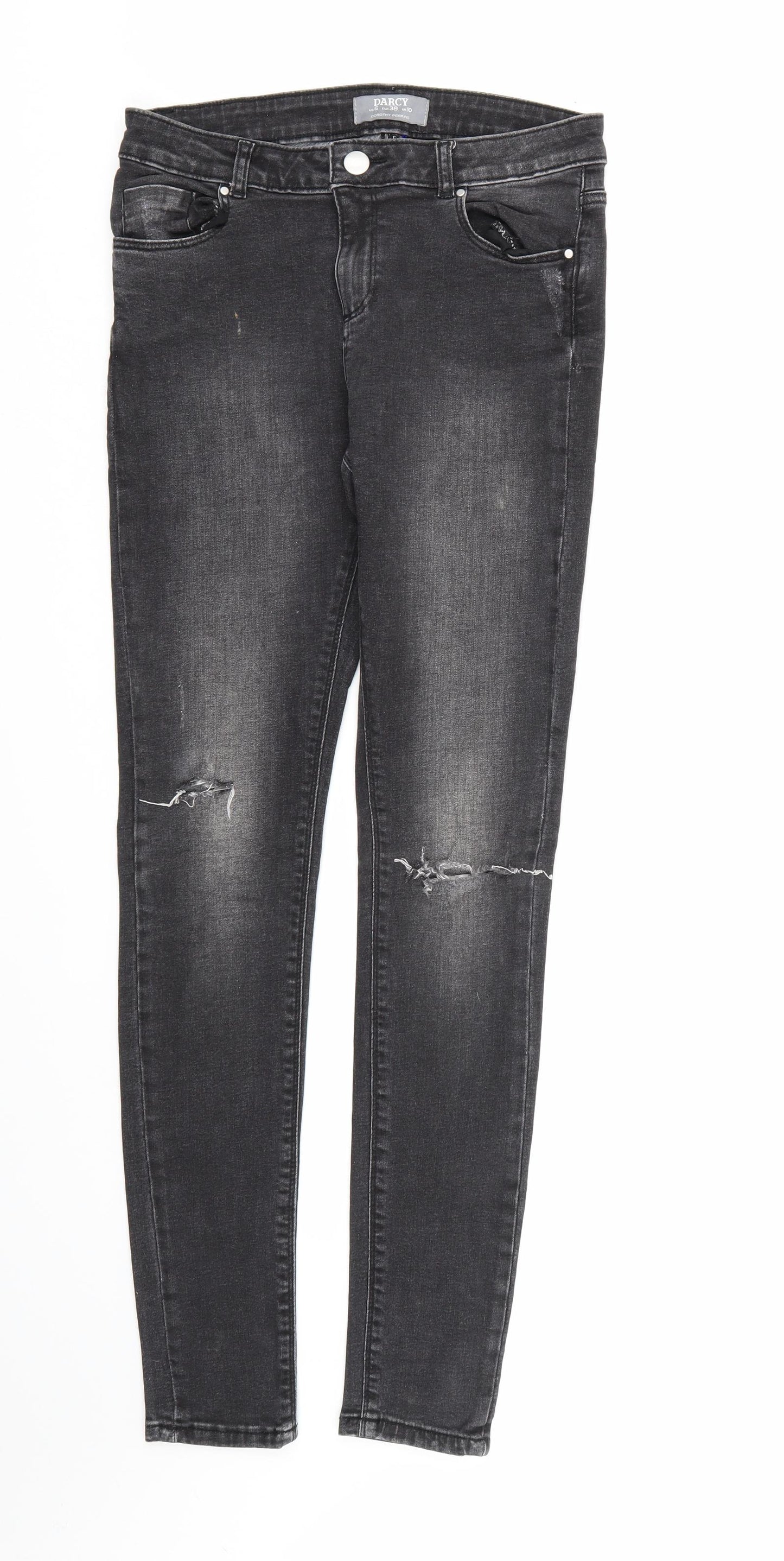 Dorothy Perkins Womens Black  Denim Skinny Jeans Size 10 L31 in
