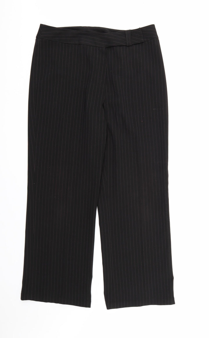 Tyler Womens Black Striped Rayon Dress Pants Trousers Size 16 L29 in
