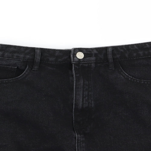 Missguided Womens Black  Denim Mini Skirt Size 8