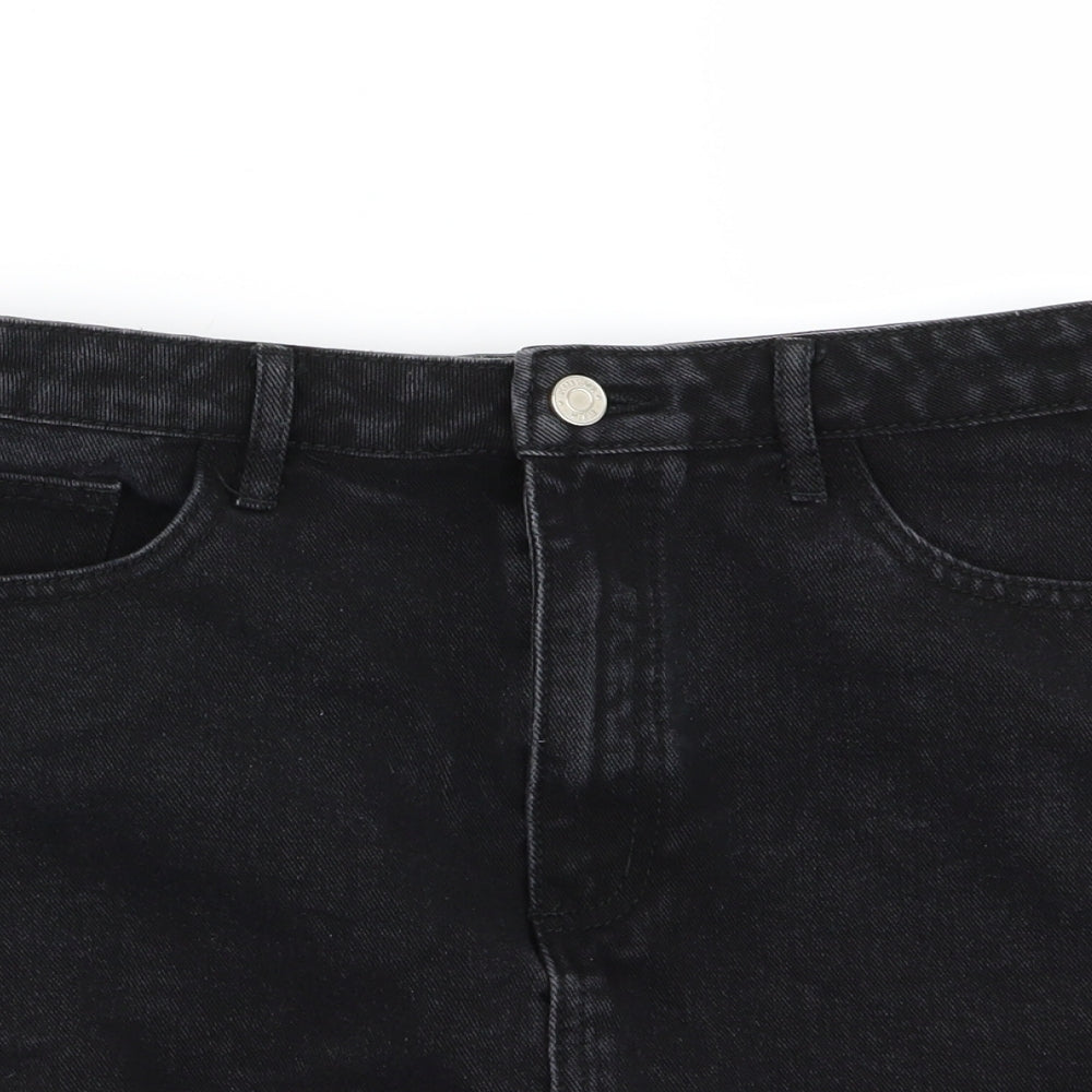 Missguided Womens Black  Denim Mini Skirt Size 8
