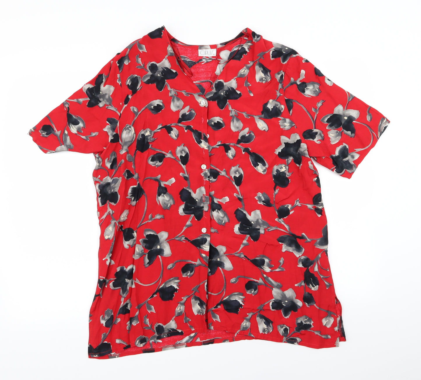 OPUS Womens Red Floral  Basic Button-Up Size 16