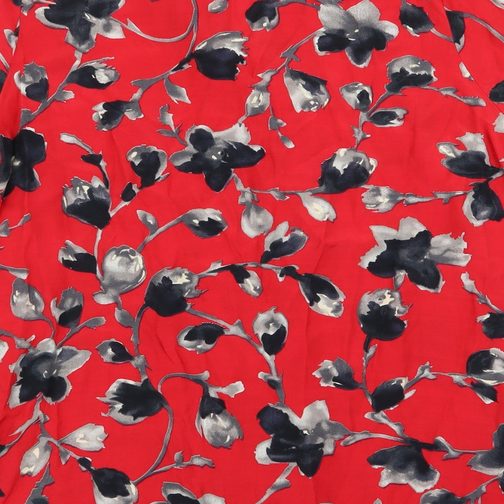 OPUS Womens Red Floral  Basic Button-Up Size 16