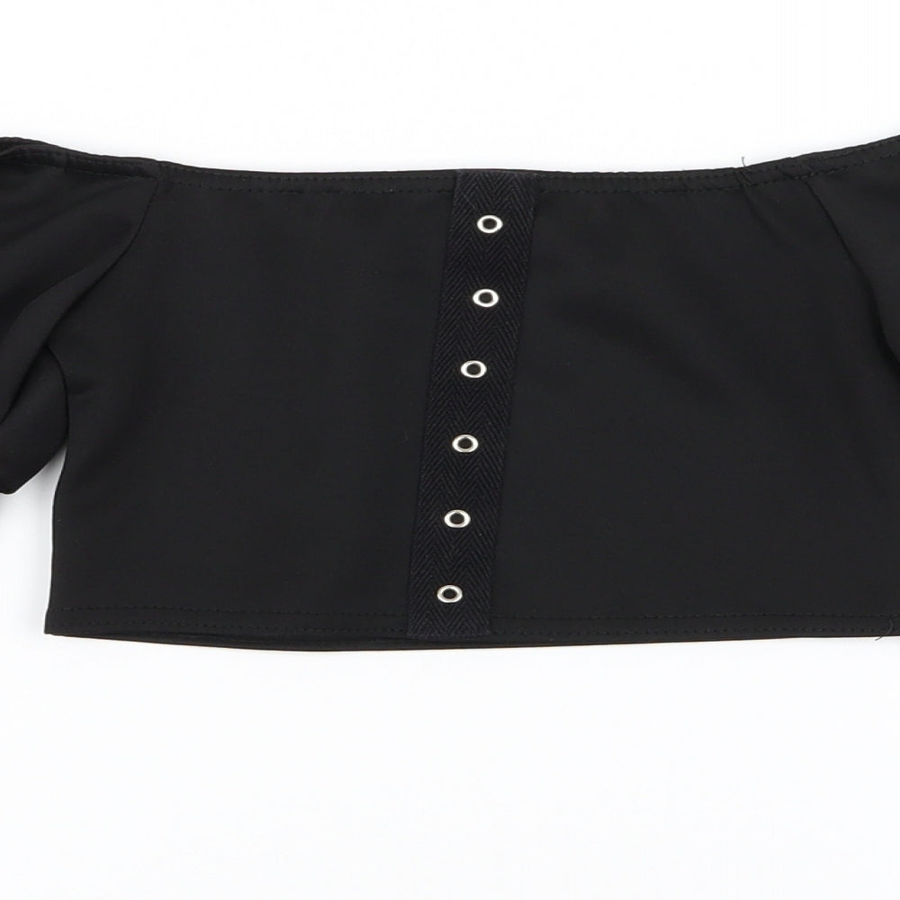 PLT Womens Black   Basic T-Shirt Size 6  - crop