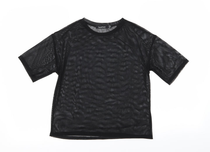 Boohoo Womens Black Basic T-Shirt Size 8