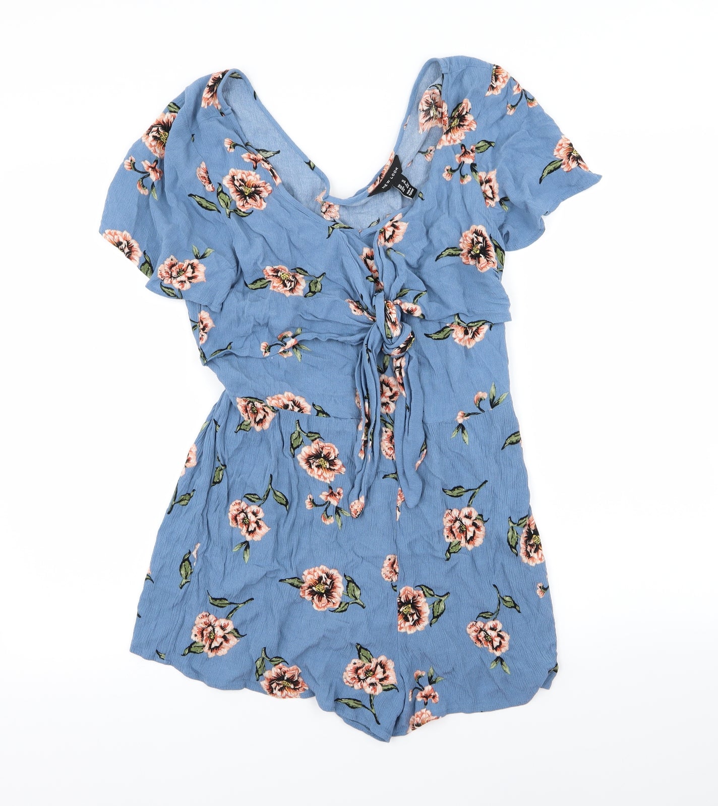 New Look Womens Blue Floral  Playsuit One-Piece Size 12
