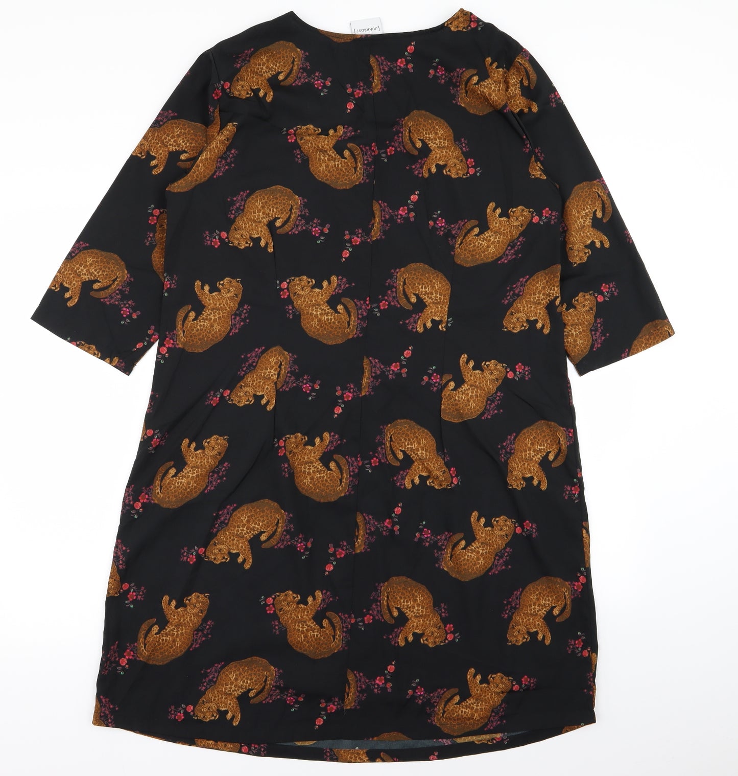 JUNAROSE Womens Black Animal Print  T-Shirt Dress  Size 16