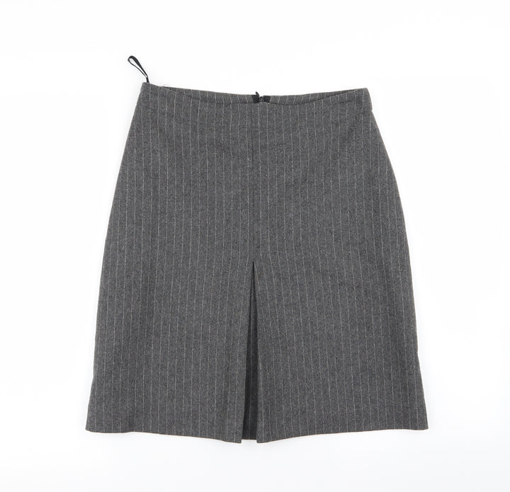 Kit Womens Grey Striped A-Line Skirt Size 10