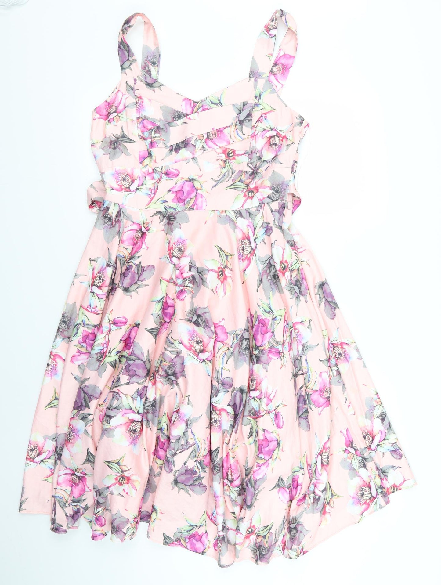 Quiz Womens Pink Floral  Fit & Flare  Size 12