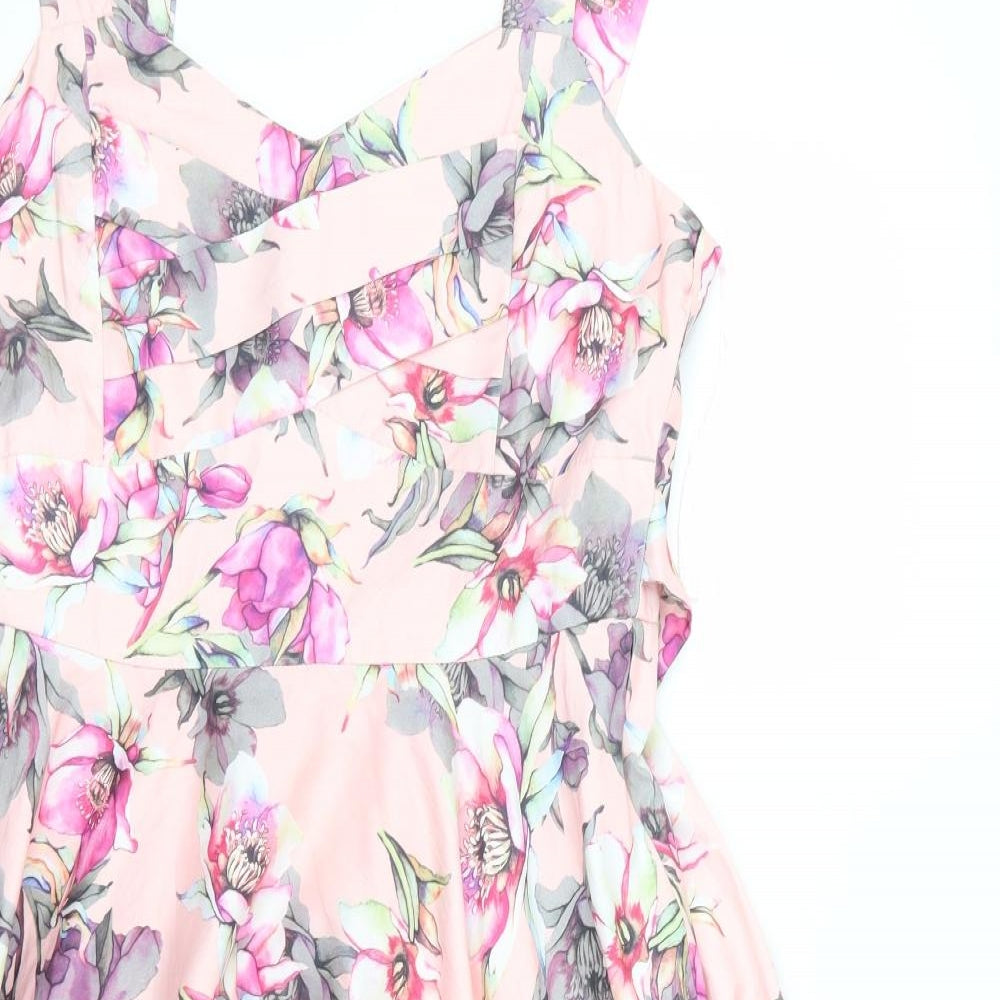 Quiz Womens Pink Floral  Fit & Flare  Size 12