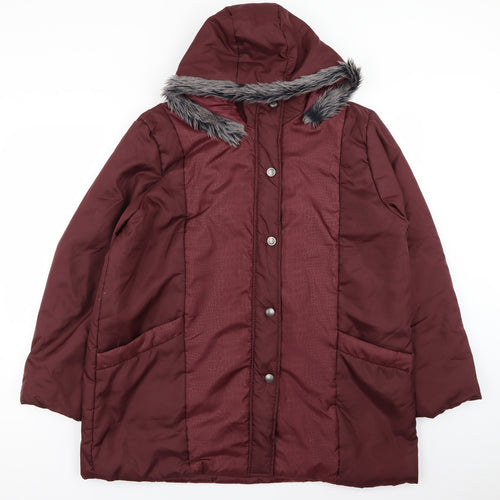 Anne De Lancay Womens Red   Parka Coat Size L