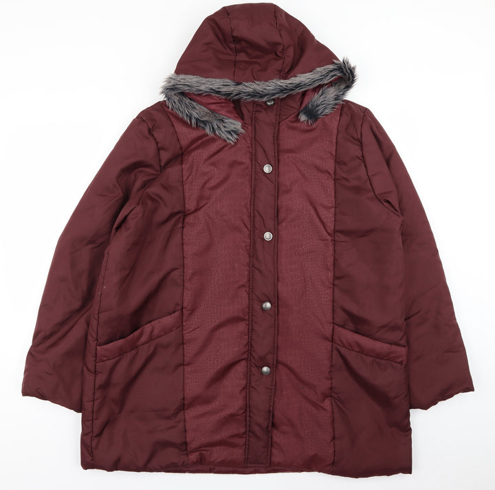 Anne De Lancay Womens Red   Parka Coat Size L