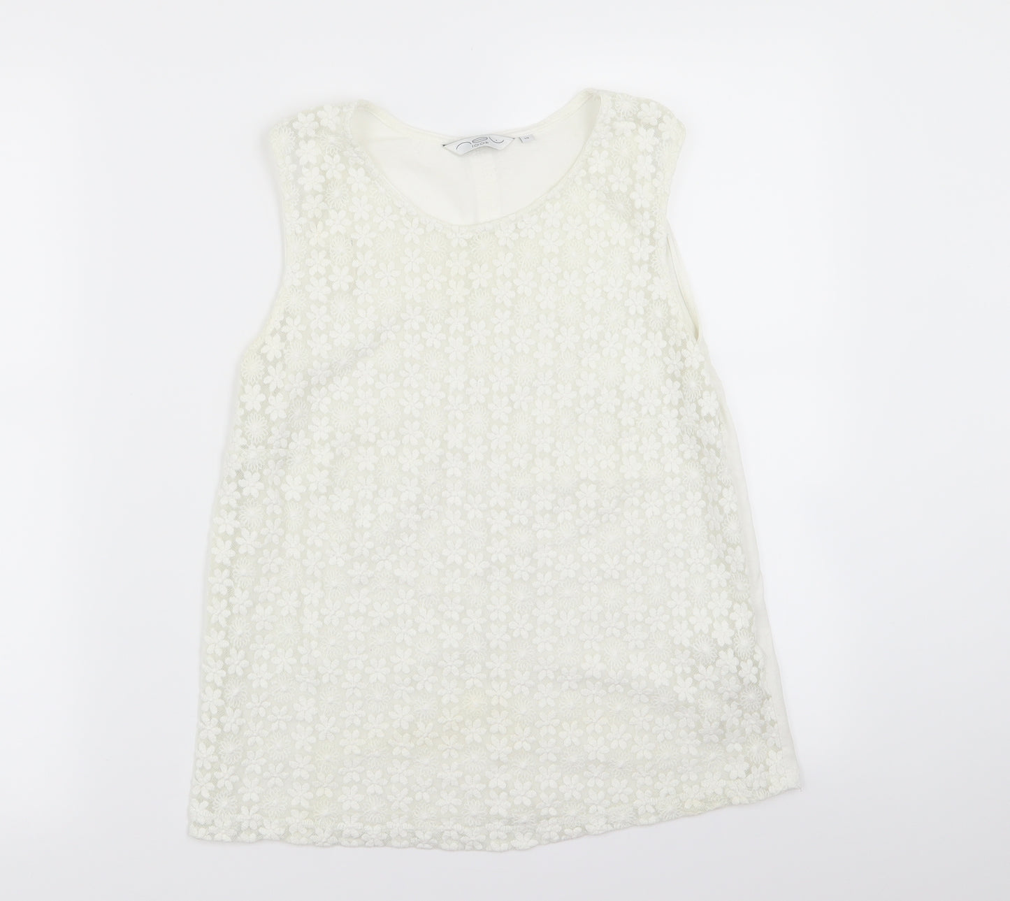 New Look Womens White Floral  Basic Tank Size 10