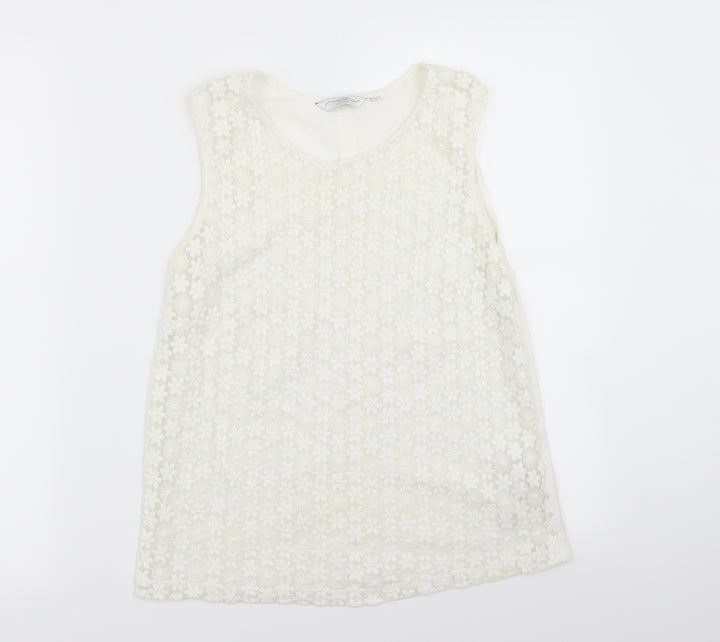 New Look Womens White Floral  Basic Tank Size 10