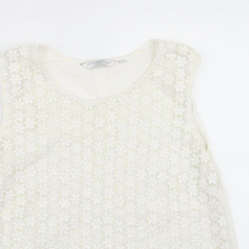 New Look Womens White Floral  Basic Tank Size 10