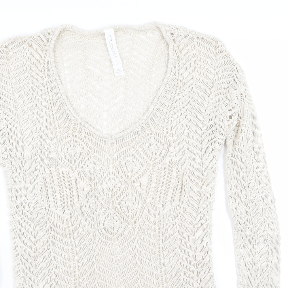 aeropostale Womens White   Pullover Jumper Size M