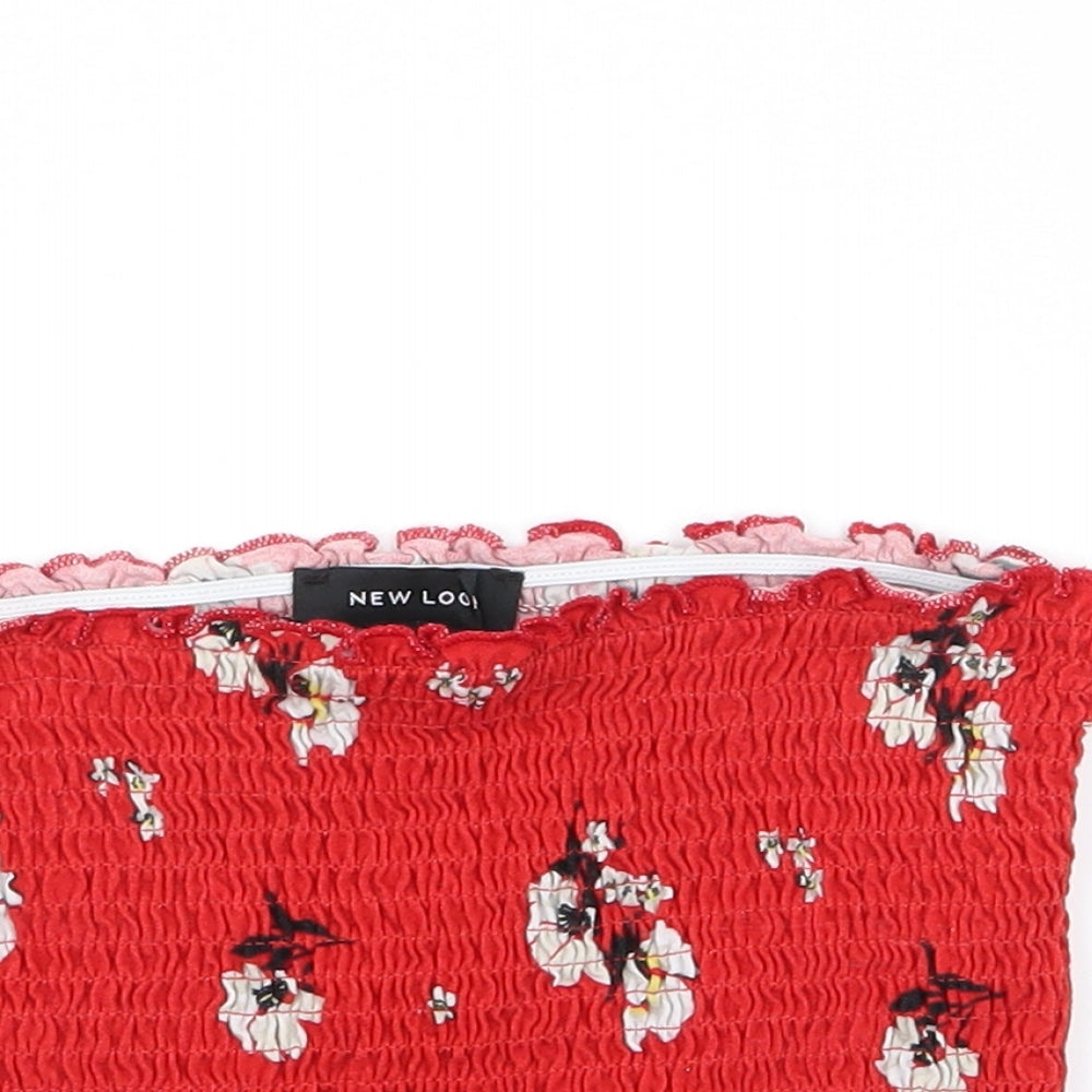 New Look Womens Red Floral  Basic Tank Size 10  - Boob Tube