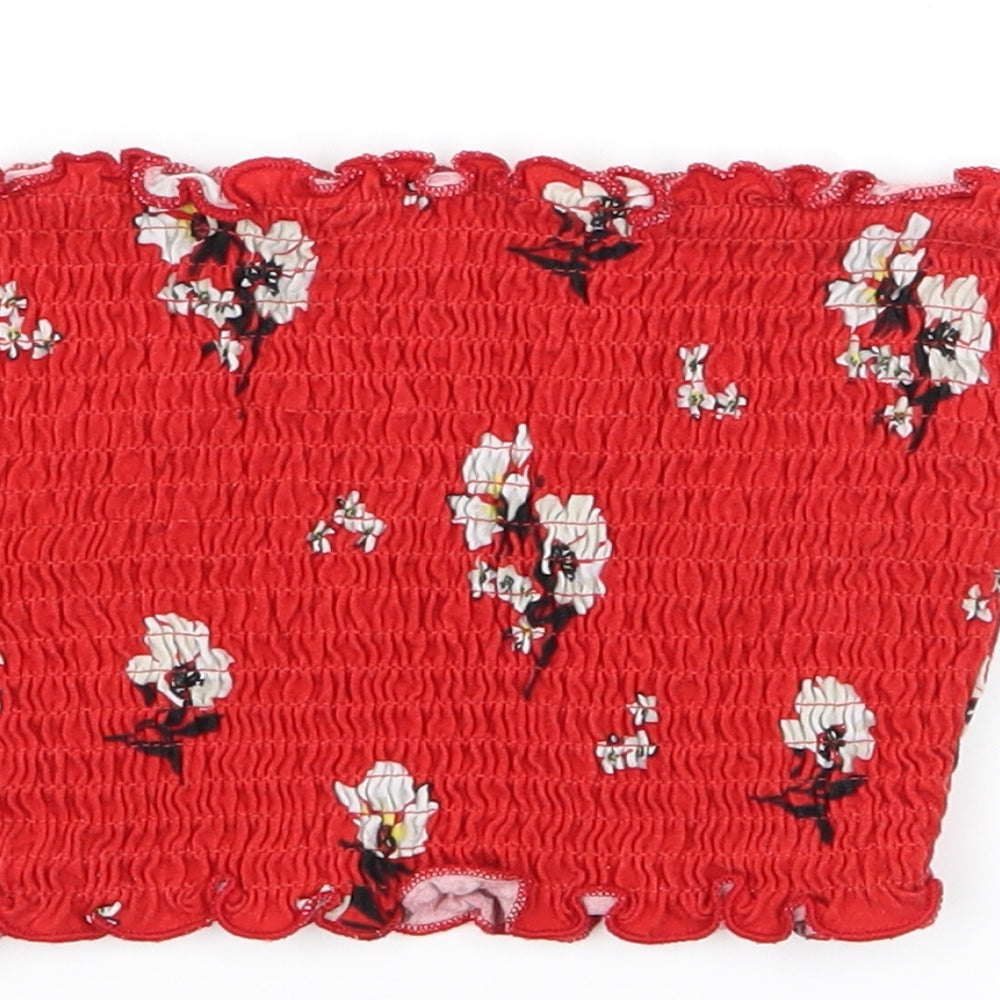 New Look Womens Red Floral  Basic Tank Size 10  - Boob Tube