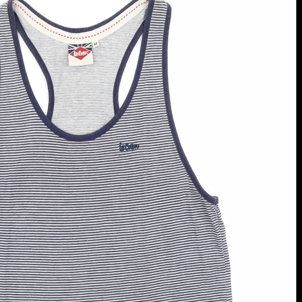 Lee Cooper Mens Blue Striped   T-Shirt Size M  - Tank top