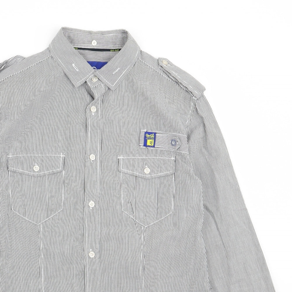 giogoi Mens Black Striped   Button-Up Size S