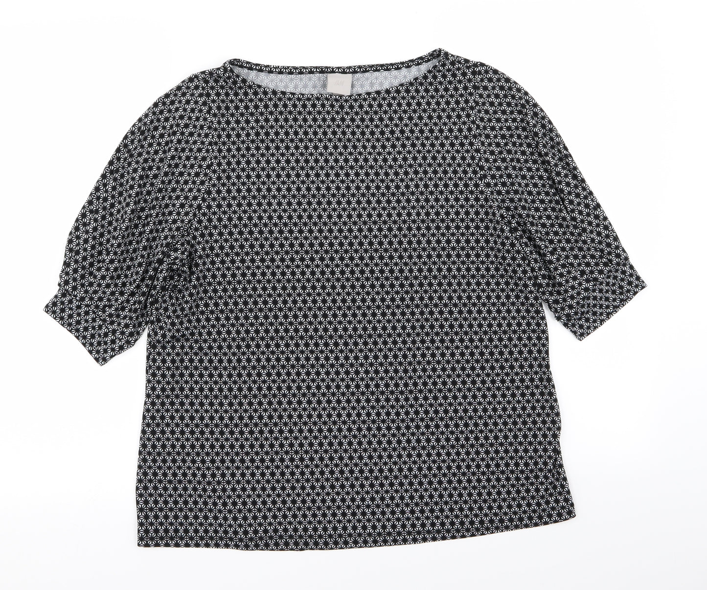 H&M Womens Black Geometric  Basic T-Shirt Size M