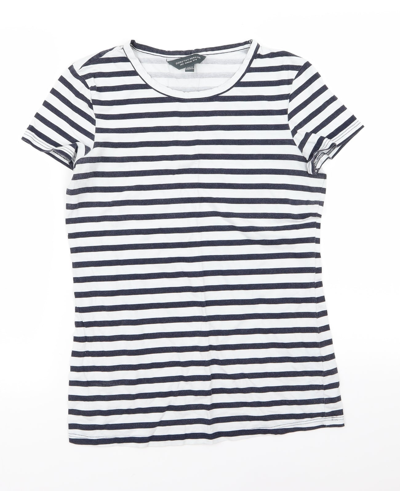 Dorothy Perkins Womens White Striped  Basic T-Shirt Size 10