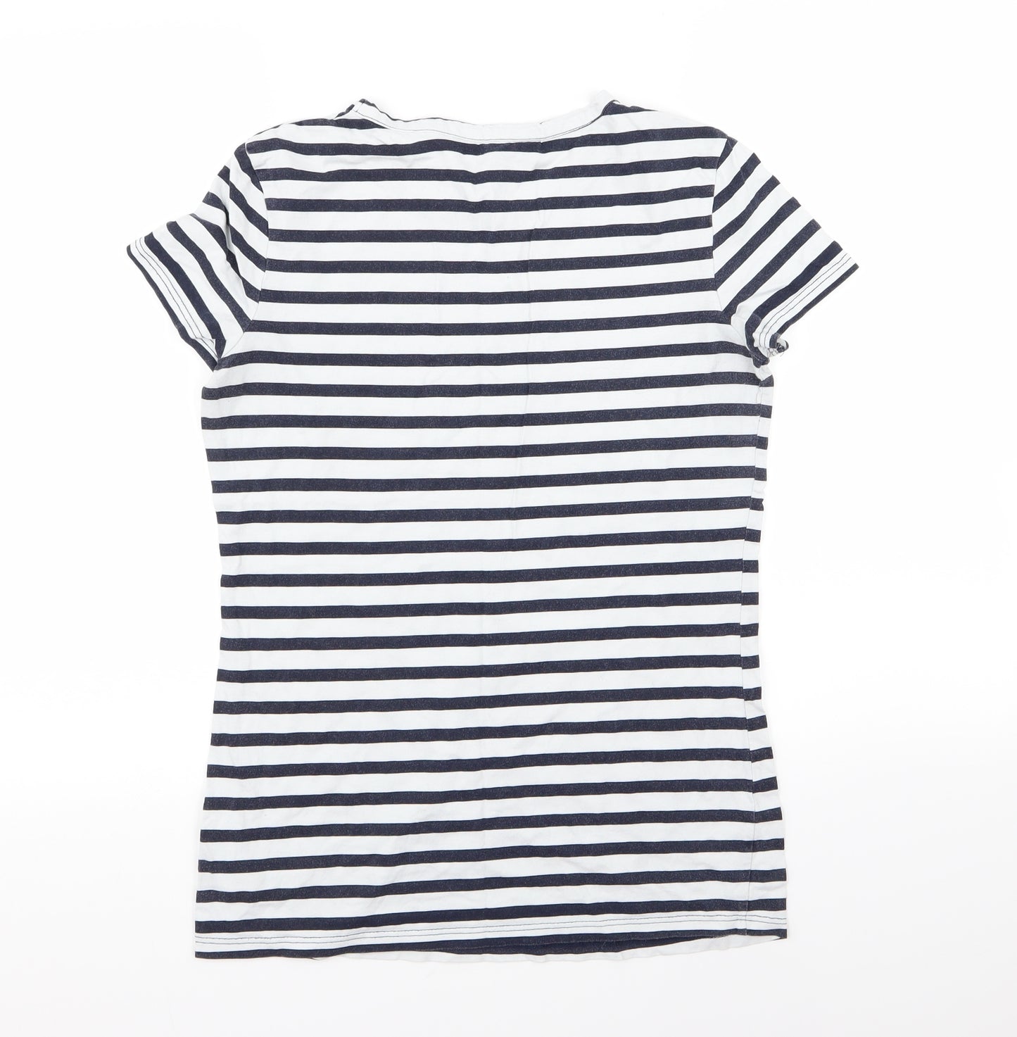 Dorothy Perkins Womens White Striped  Basic T-Shirt Size 10