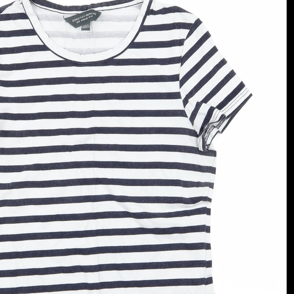 Dorothy Perkins Womens White Striped  Basic T-Shirt Size 10
