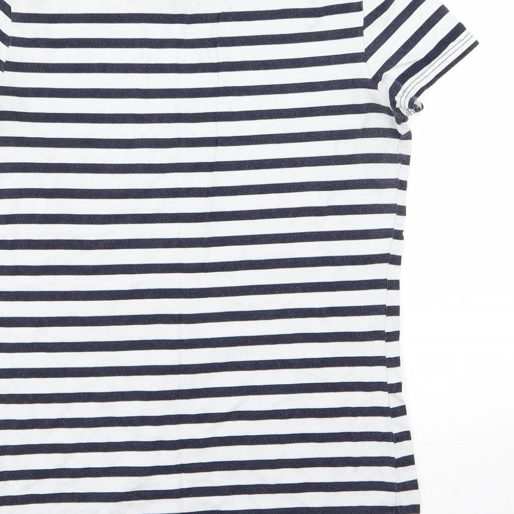 Dorothy Perkins Womens White Striped  Basic T-Shirt Size 10