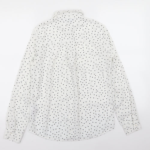 New Look Womens White Polka Dot  Basic Button-Up Size 8