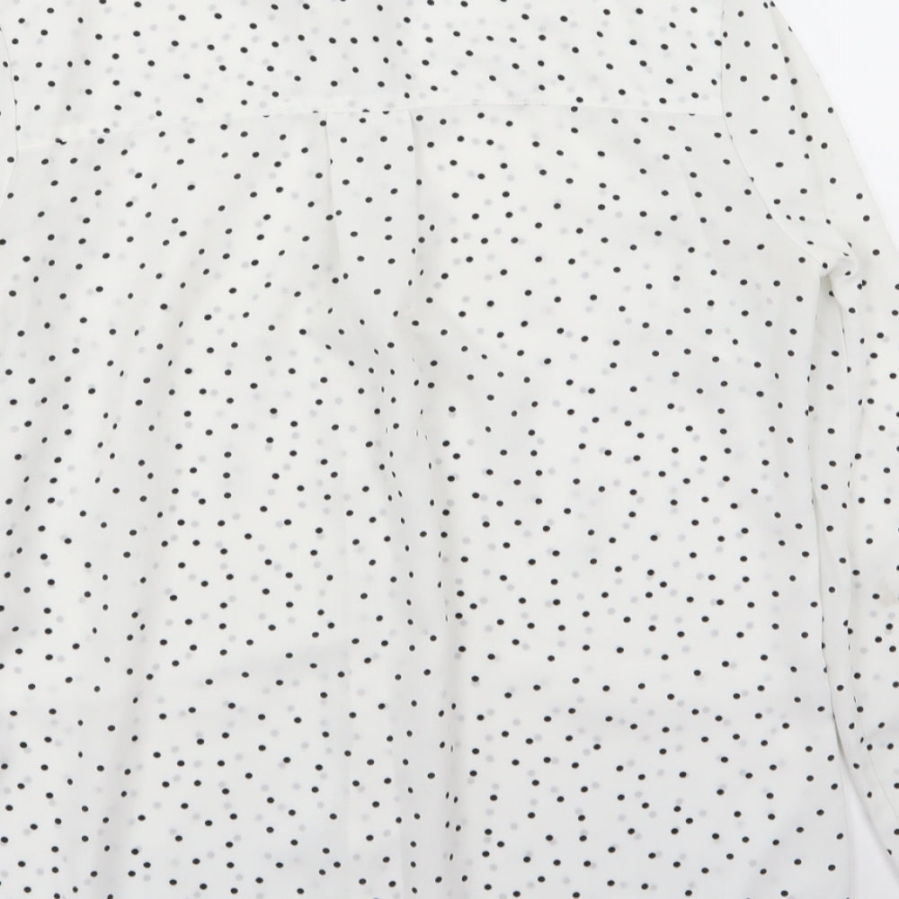New Look Womens White Polka Dot  Basic Button-Up Size 8