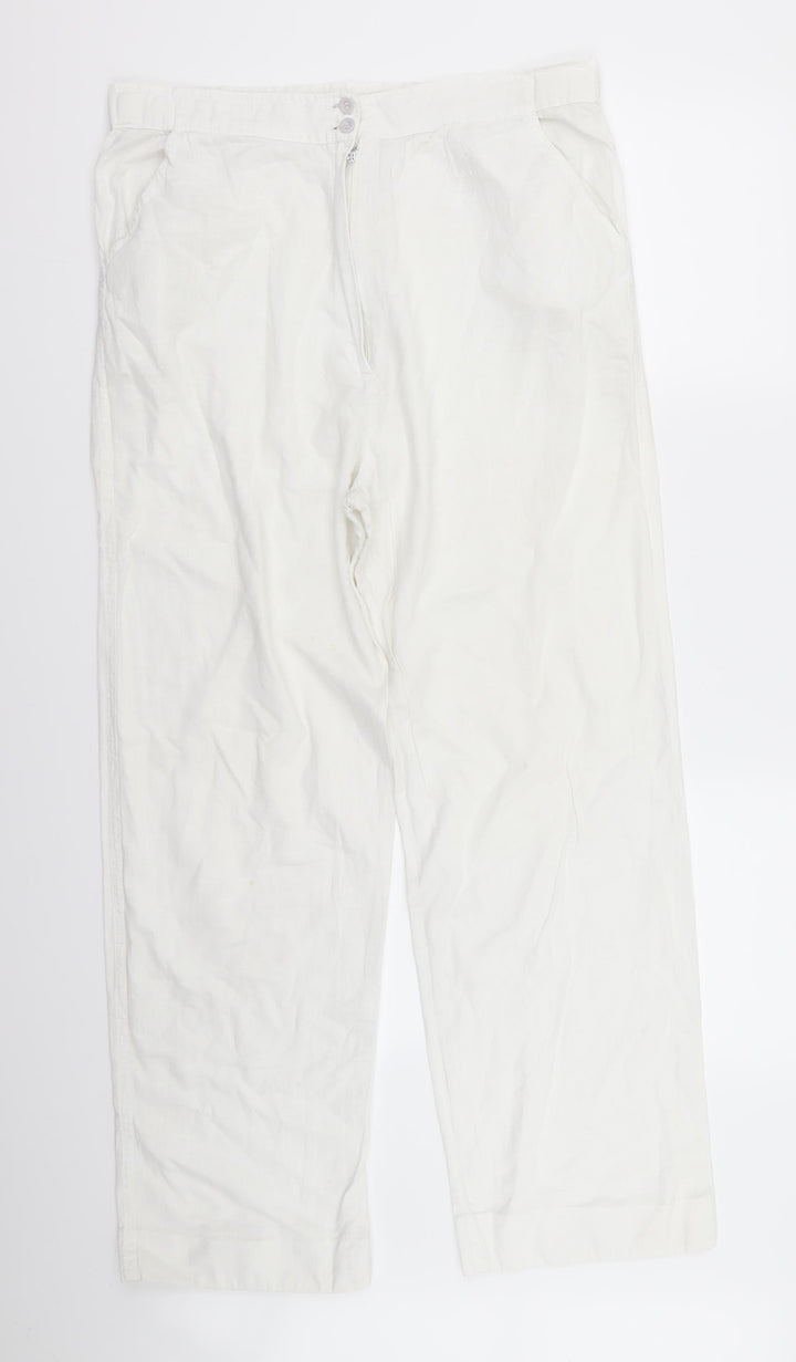 oasis Womens White Trousers Size L L29 in