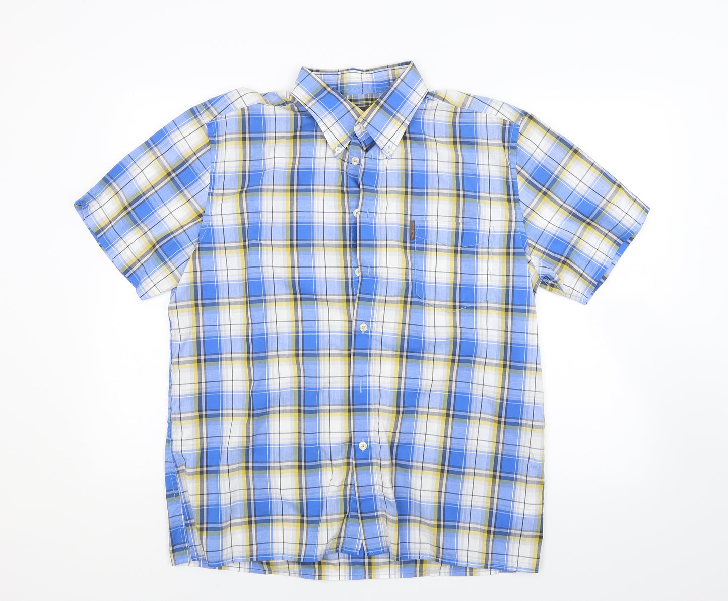 Ben Sherman Mens Blue Check   Button-Up Size L