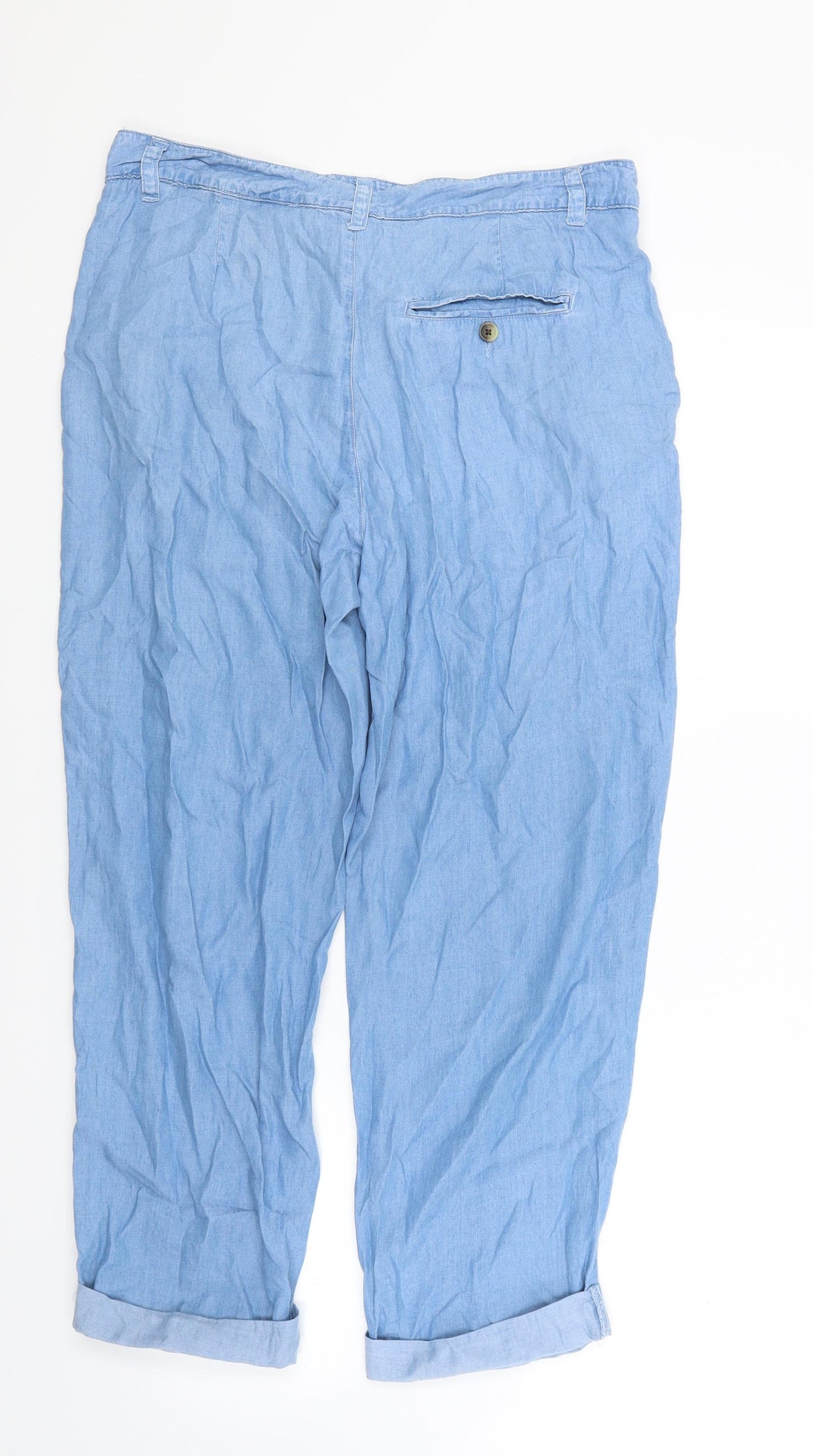 H&M Womens Blue   Capri Trousers Size 10 L22 in