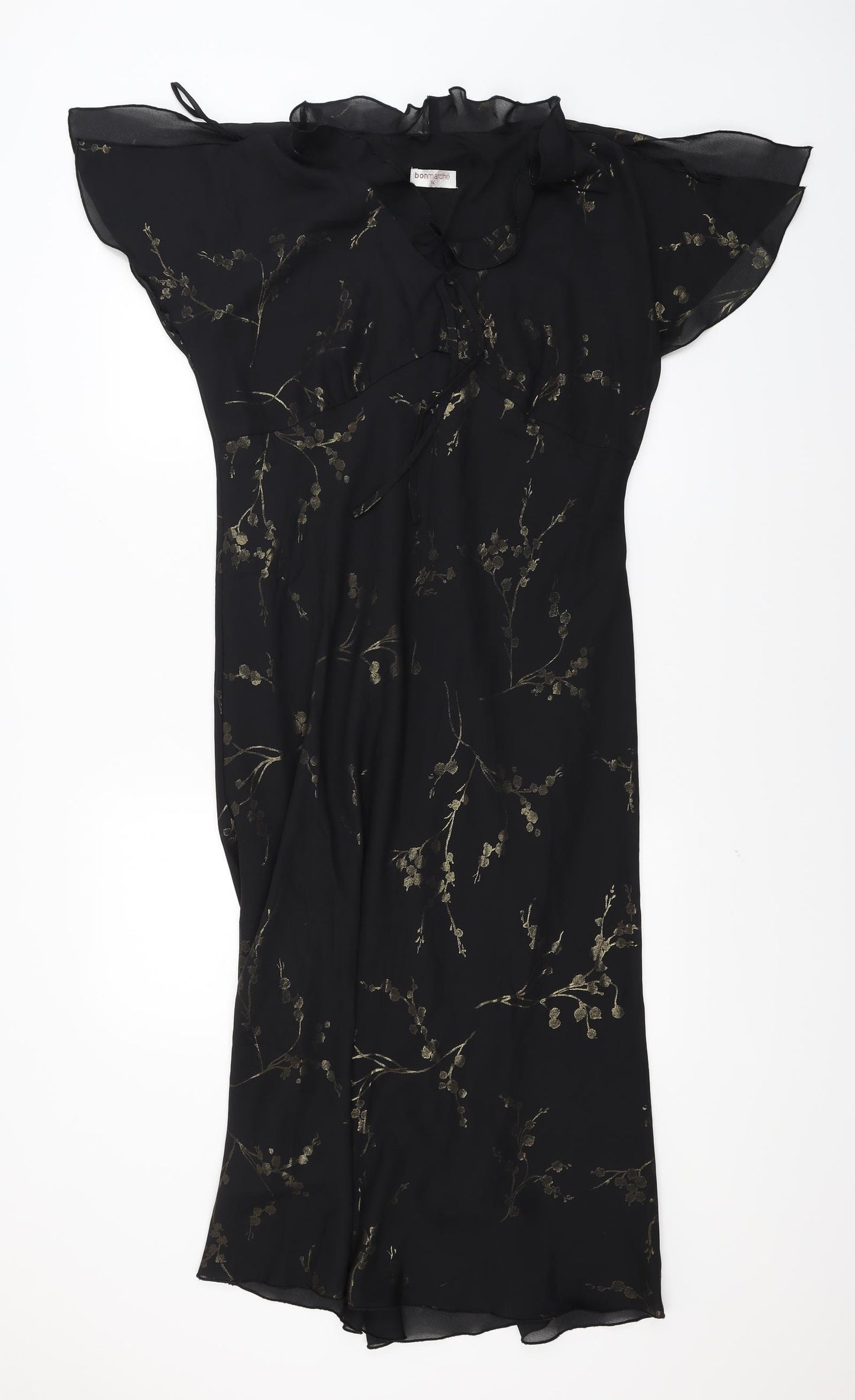 Bonmarché Womens Black Floral  A-Line  Size 14