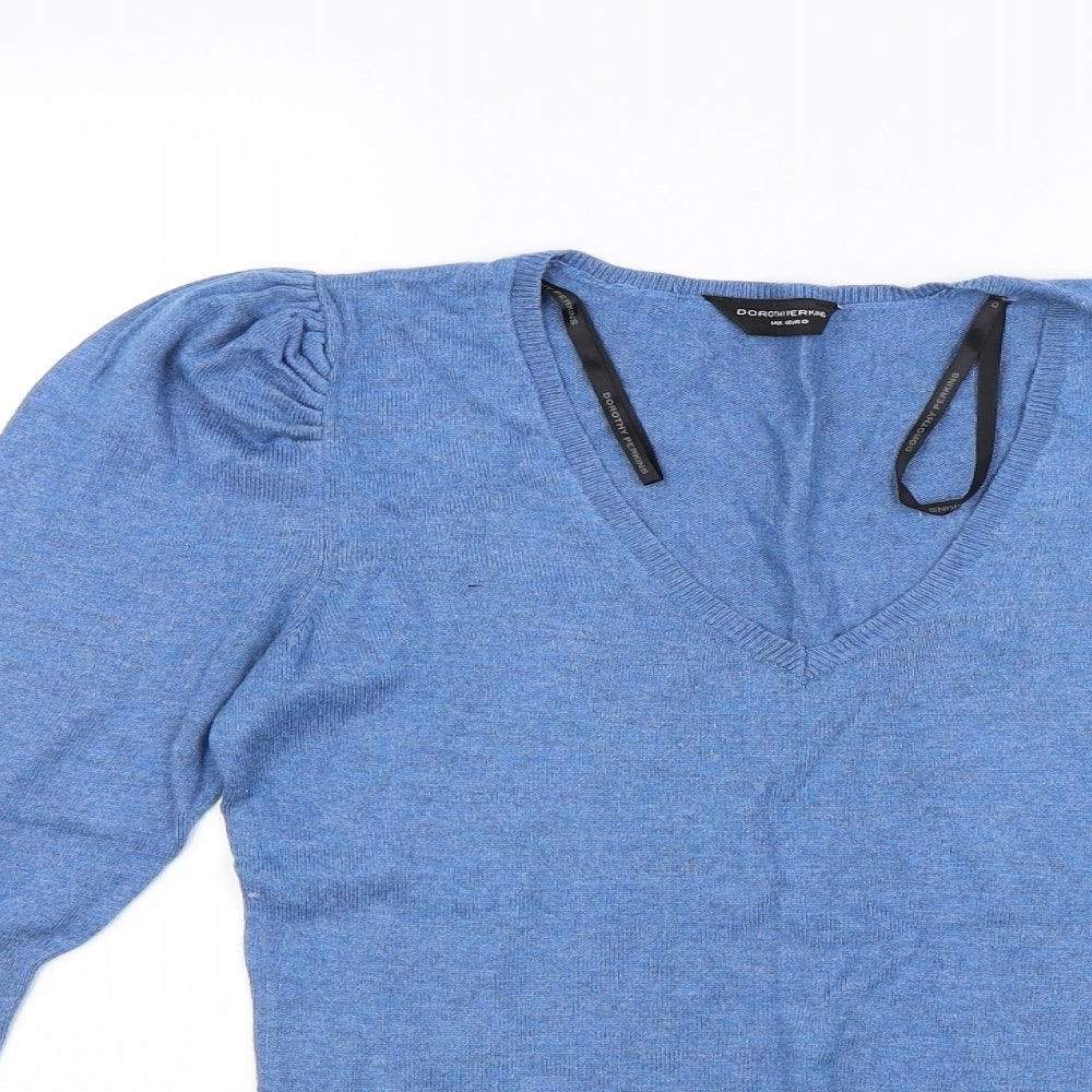 Dorothy Perkins Womens Blue  Knit Henley Jumper Size 14