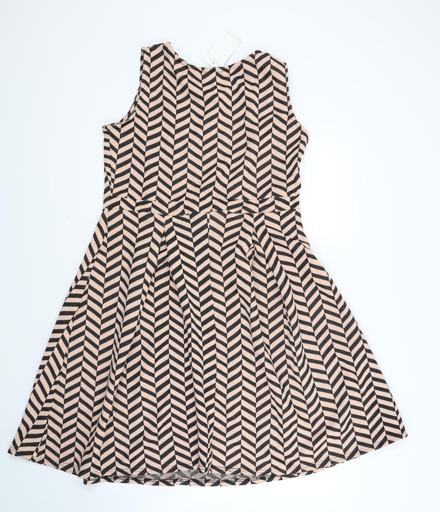 Marina Kaneva Womens Beige Striped  Fit & Flare  Size 18