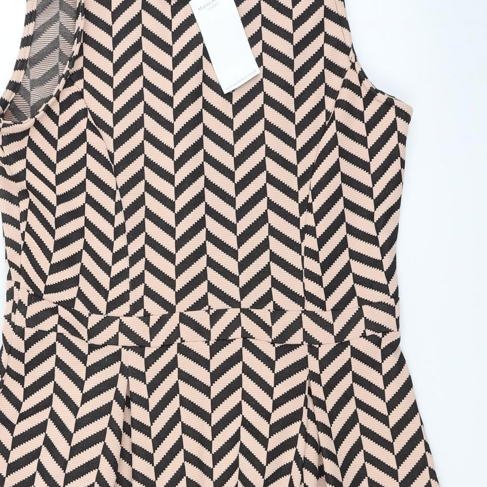 Marina Kaneva Womens Beige Striped  Fit & Flare  Size 18